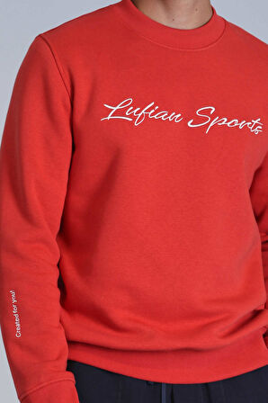 Lufian Erkek Loved Sweatshirt 112030137 Açık Kırmızı