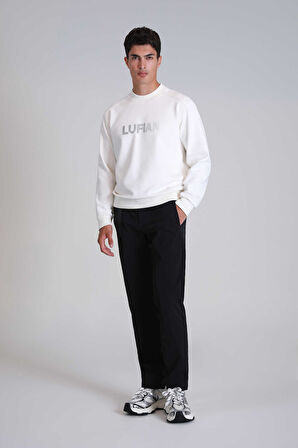 Lufian Erkek Luther Sweatshirt 112030145 Kırık Beyaz
