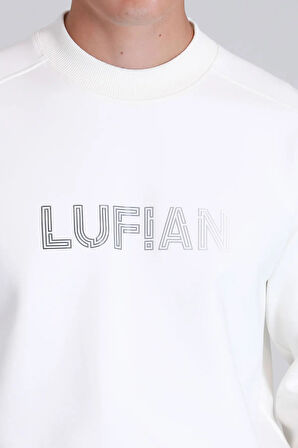 Lufian Luther Erkek Sweatshirt Kırık Beyaz