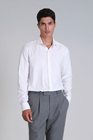 Lufian Erkek Wonder Comfort Fit Basic Gömlek 112010639 Beyaz