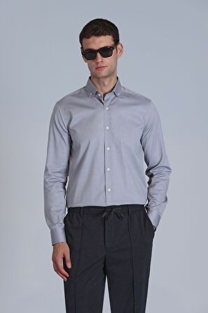 Danıel Erkek Basic Gömlek Slim Fit Gri