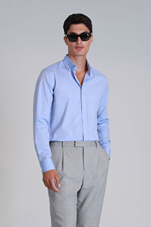 Danıel Erkek Basic Gömlek Slim Fit Mavi