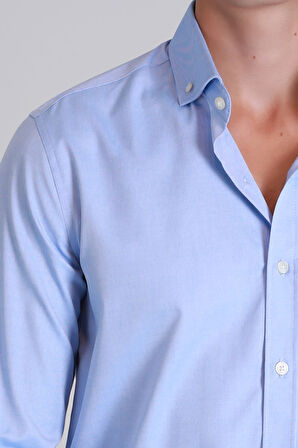 Danıel Erkek Basic Gömlek Slim Fit Mavi