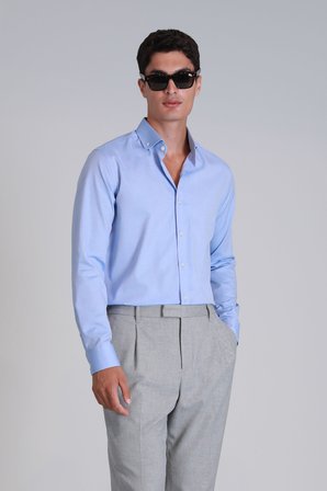 Danıel Erkek Basic Gömlek Slim Fit Mavi