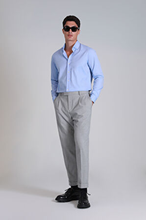 Lufian Erkek Danıel Basic Slim Fit Gömlek 112010640 Mavi