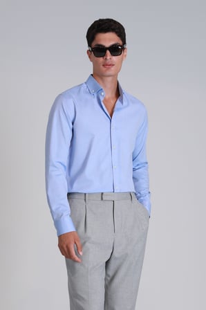 Danıel Erkek Basic Gömlek Slim Fit Mavi