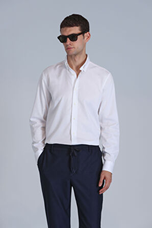 Jakob Erkek Basic Gömlek Slim Fit Beyaz