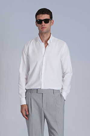 Barka Erkek Basic Gömlek Slim Fit Beyaz