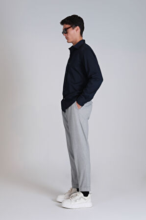Erkek Ferla Basic Gömlek Slim Fit - Lacivert | XL