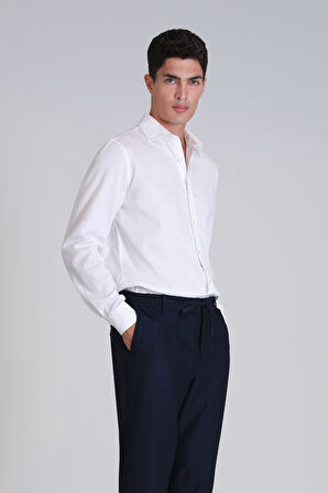 Erkek Ferla Basic Gömlek Slim Fit - Beyaz | XS