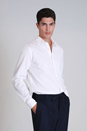 Erkek Ferla Basic Gömlek Slim Fit - Beyaz | XS