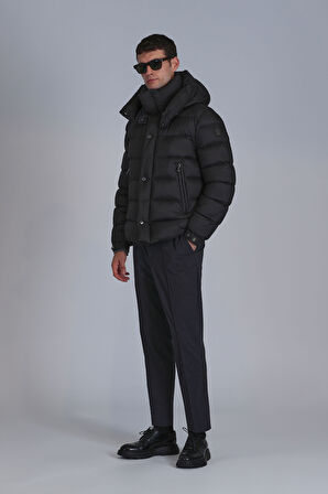 Marty Kaz Tüyü Erkek Mont Siyah