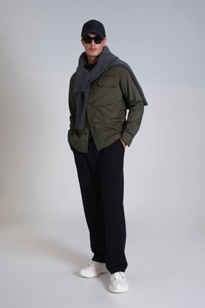 Lara Erkek Basic Gömlek Slim Fit Haki