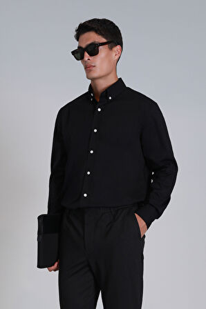 Jakob Erkek Basic Gömlek Slim Fit Siyah