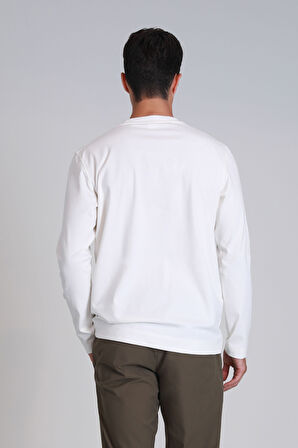 Lufian Erkek Patrıce Uzun Kol T-Shirt 112020041 Kırık Beyaz