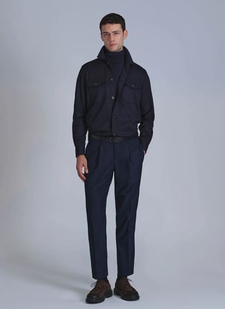 LUFIAN Slim Fit Gömlek Yaka Lacivert Erkek Gömlek CAMERON