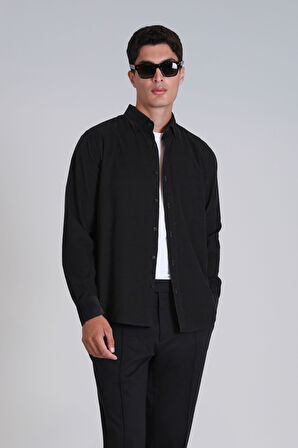 Water Erkek Basic Gömlek Slim Fit Antrasit