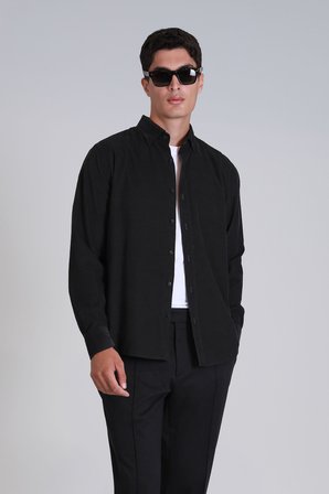Water Erkek Basic Gömlek Slim Fit Antrasit