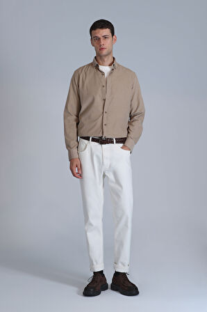 Water Erkek Basic Gömlek Slim Fit Bej