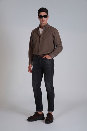 Water Erkek Basic Gömlek Slim Fit Kum