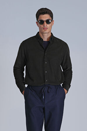 Water Erkek Basic Gömlek Slim Fit Yeşil