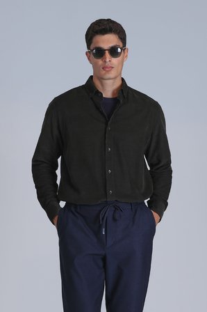 Water Erkek Basic Gömlek Slim Fit Yeşil