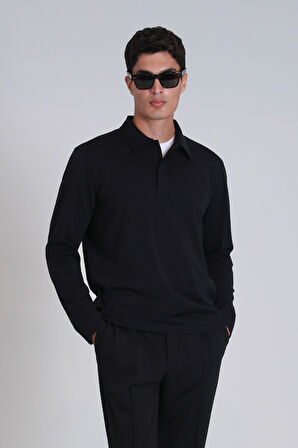 Lufian Erkek Evan Uzun Kol T-Shirt 112040034 Siyah