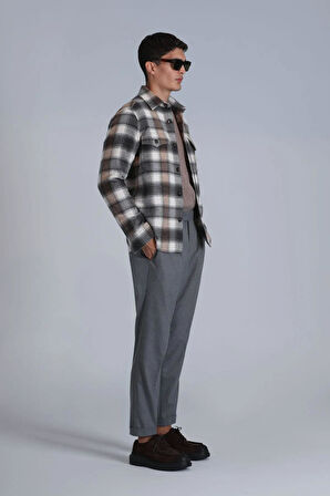 Lufian Fresher Erkek Basic Gömlek Slim Fit Kum