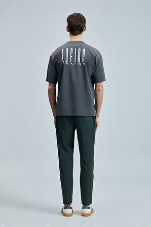 Lufian Erkek Helıx Modern Grafik T-Shirt 111020245 Koyu Gri