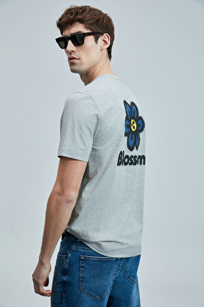 Lufian Erkek Peace Modern Grafik T-Shirt 111020246 Gri