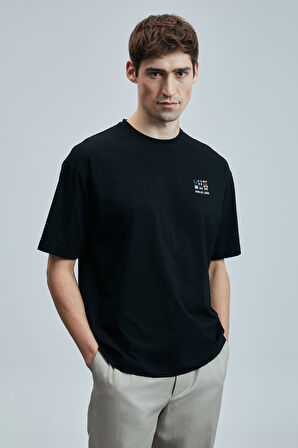 Lufian Erkek Mask Modern Grafik T-Shirt 111020248 Siyah