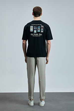 Lufian Erkek Mask Modern Grafik T-Shirt 111020248 Siyah