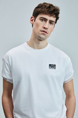 Lufian Erkek Mask Modern Grafik T-Shirt 111020248 Beyaz