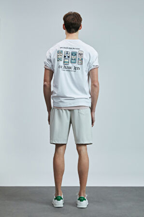 Lufian Erkek Mask Modern Grafik T-Shirt 111020248 Beyaz