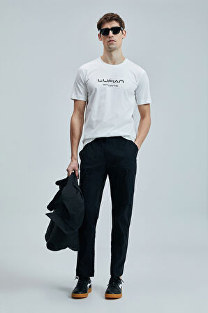 Lufian Erkek Fusıon Modern Grafik T-Shirt 111020250 Beyaz