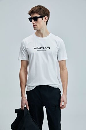 Lufian Erkek Fusıon Modern Grafik T-Shirt 111020250 Beyaz