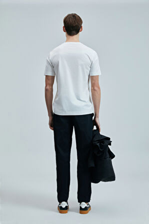 Lufian Erkek Fusıon Modern Grafik T-Shirt 111020250 Beyaz