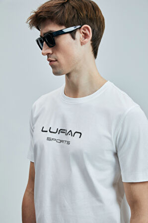 Lufian Erkek Fusıon Modern Grafik T-Shirt 111020250 Beyaz