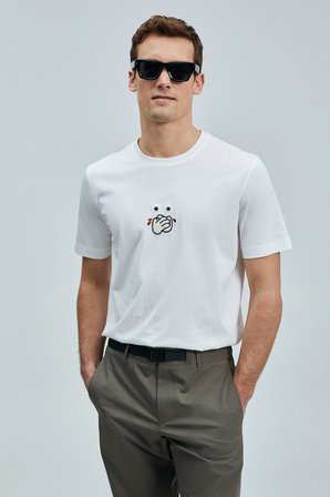 Zany Modern Grafik Tişört Beyaz