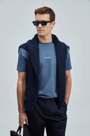 Marcus Modern Grafik Tişört Koyu Mavi
