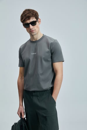 Lufian Erkek Marcus Modern Grafik T-Shirt 111020235 Koyu Yeşil