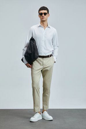 Plus Smart Erkek Chino Pantolon Slim Fit Deve Tüyü