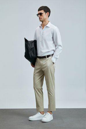 Plus Smart Erkek Chino Pantolon Slim Fit Deve Tüyü