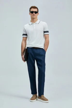 Alberto Smart Erkek Chino Pantolon Comfort Pileli Lacivert