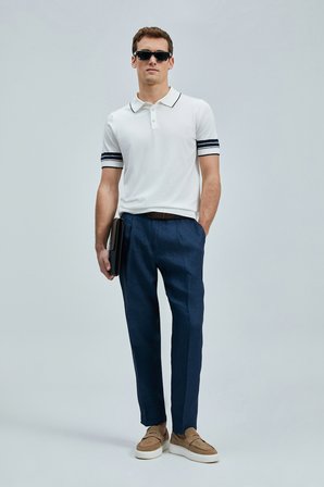 Alberto Smart Erkek Chino Pantolon Comfort Pileli Lacivert