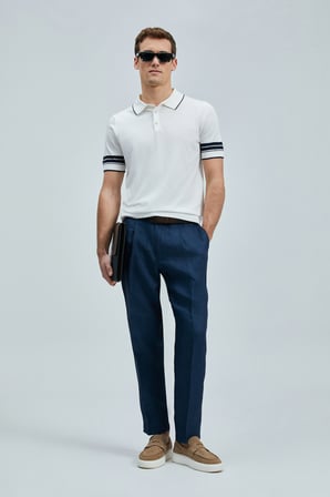 Alberto Smart Erkek Chino Pantolon Comfort Pileli Lacivert
