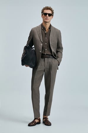 Alberto Smart Erkek Chino Pantolon Comfort Pileli Kahverengi