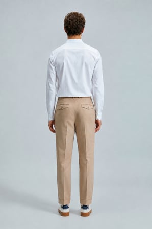 Fredıco Smart Erkek Chino Pantolon Comfort Pileli Taş