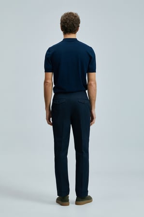 Fredıco Smart Erkek Chino Pantolon Comfort Pileli Lacivert