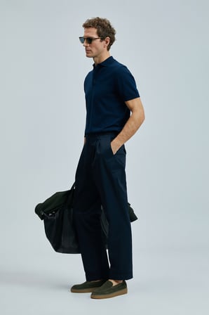 Fredıco Smart Erkek Chino Pantolon Comfort Pileli Lacivert